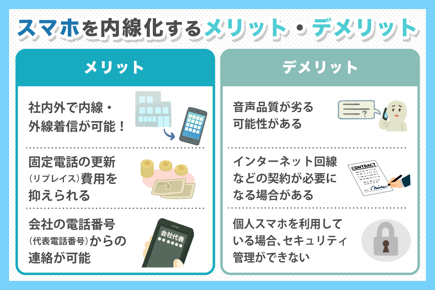【図解】スマホ内線とは？スマホ内線化のメリット・デメリットから種類まで丸わかり！